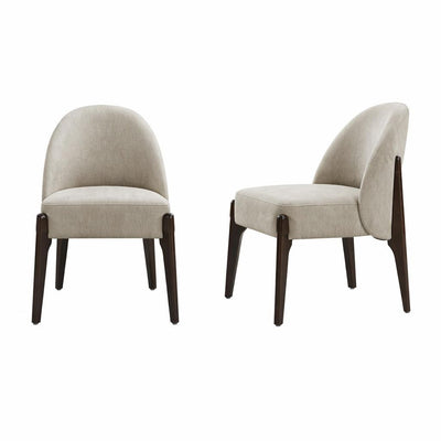 Oslo Contemporary Modern Chenille Wood Side Chair in Taupe - Set of 2 | Chaise laterale contemporaine moderne Oslo en bois et chenille taupe - Lot de 2