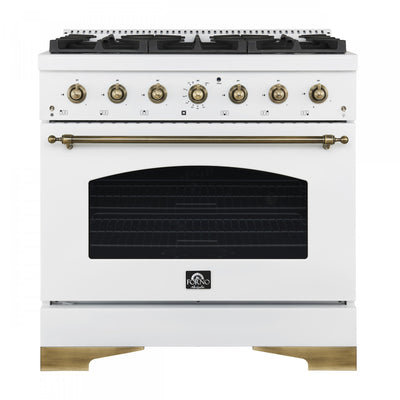 Forno Antico 36" Dual Fuel Gas Range, White, 4.5 cu.ft. - FFSGS6113-36WHT | Cuisiniere a double combustible Antico de 36 po, blanche, 4,5 pi³ -FFSGS6113-36WHT
