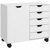 HOMCOM Classeur 5 tiroirs avec porte, etagere reglable