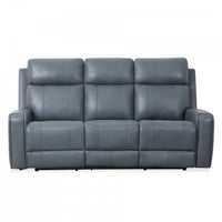 Sofa inclinable electrique Bellamy de 78 po en cuir assorti avec appuie-tete ajustable et USB - Bleu