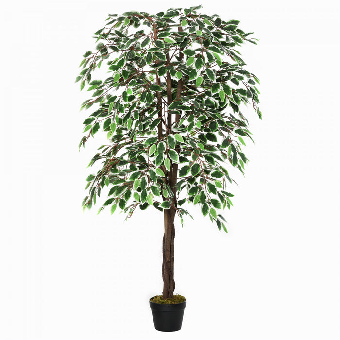 HOMCOM Ficus artificiel en pot de 1,5 m pour deco interieure et exterieure