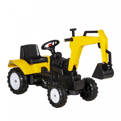 Aosom Kids Ride On Excavator Toy, Pedal Tractor Ride On Toys, Larger Size Pretend Play Ride On Excav|Aosom Voiture De Chantier, Pelle A Pedale/jouet De Pelleteuse Avec Klaxon Pour Enfants Et Tout-petit