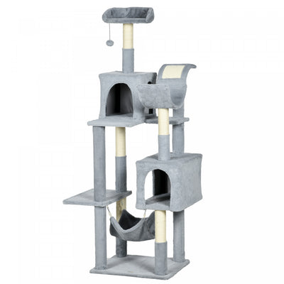 Pawhut Tall Cat Tree For Indoor Cats, 70" Multi-level Cat Tower With Hammock, Cat Bed, Cat Condo Wit|Pawhut Grand Arbre A Chat Pour Chats D'interieur, Tour A Plusieurs Niveaux De 70" Avec Hamac, Lit Po