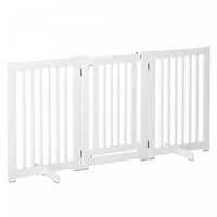 Pawhut Barriere De Securite Pour Animal De Compagnie En Bois Autoportante Avec Porte Ouverte En Form