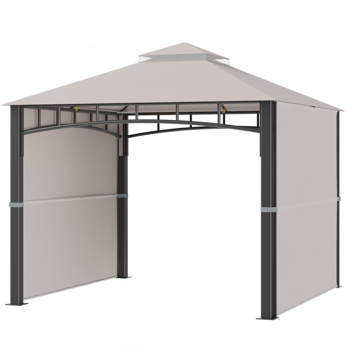 Outsunny Gazebo D'exterieur 10' X 10' Avec Auvent Double Reglable, Auvent De Tonnelle A Double Toit, Trois Tailles, Pour Jardin, Patio, Arriere-cour, Terrasse, Porche