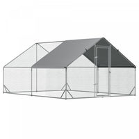Pawhut Grand Poulailler En Metal Galvanise, Avec Couverture, Pour L'exterieur De La Cour 10' X 13' X