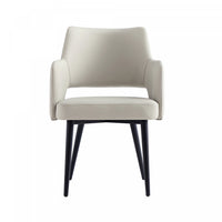 Fauteuil moderne Tremont en metal et cuir vegetalien gris pierre