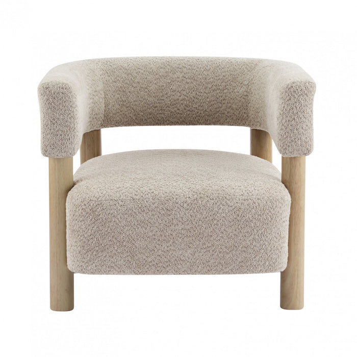 Evelyn Fauteuil d’appoint avec assise confortable et revetement en boucle, bois naturel
