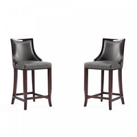 Tabouret de bar en bois traditionnel Emperor avec assise rembourree, graphite – Lot de 2