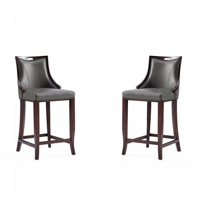 Emperor Traditional Wood Upholstered Barstool in Graphite - Set of 2 | Tabouret de bar en bois traditionnel Emperor avec assise rembourree, graphite – Lot de 2