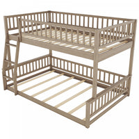 Sabrina – Lit Superpose Convertible En Bois Massif, Format Full Xl Sur Queen Avec Echelle - Noyer