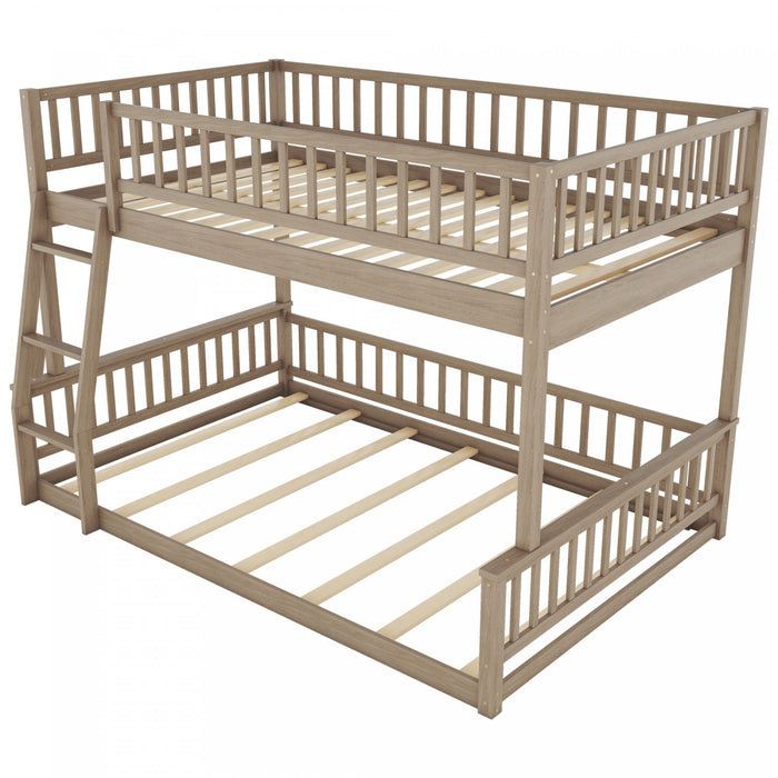 Sabrina – Lit Superpose Convertible En Bois Massif, Format Full Xl Sur Queen Avec Echelle – Noyer