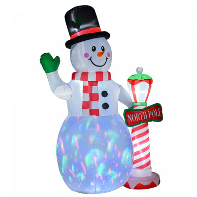 Homcom 8ft Snowman Inflatable Christmas Decoration|Homcom Bonhomme De Neige Gonflable Blanche