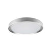 Plafonnier affleuré Flynn de Dainolite qui diffuse la lumière, avec fini chromé satiné et blanc, et ampoule de 24 W