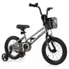 Costway 14\" Velo Pour Enfants Avec Roues D'entrainement Guidon Reglable Et Frein A Main De Siege Argent