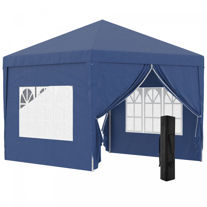 Outsunny 10'x10' Tente De Reception Tonnelle Avec Sac De Transport (bleu)