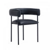 Chaise de salle a manger contemporaine Onda en cuir vegetalien et metal, coloris noir