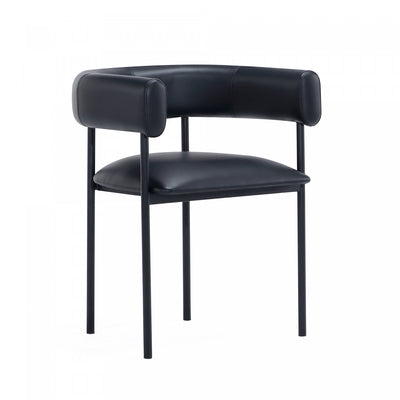 Onda Contemporary Vegan Leather Metal Dining Chair in Black | Chaise de salle a manger contemporaine Onda en cuir vegetalien et metal, coloris noir