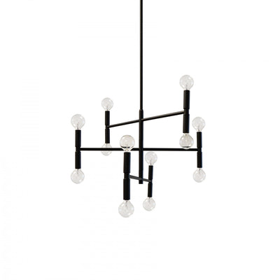 Dainolite Ava 12 Light Chandelier Small Matte Black Finish Lamp|Petit lustre Ava de Dainolite avec fini noir mat et 12 ampoules