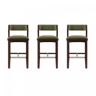 Patricia Modern Wood Upholstered Barstool in Turtle Green - Set of 3 | Tabouret de bar moderne en bois Patricia avec revetement en tissu vert tortue - Lot de 3