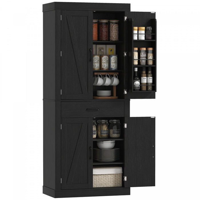 HOMCOM Armoire de cuisine de 72 po, armoire de rangement, noir