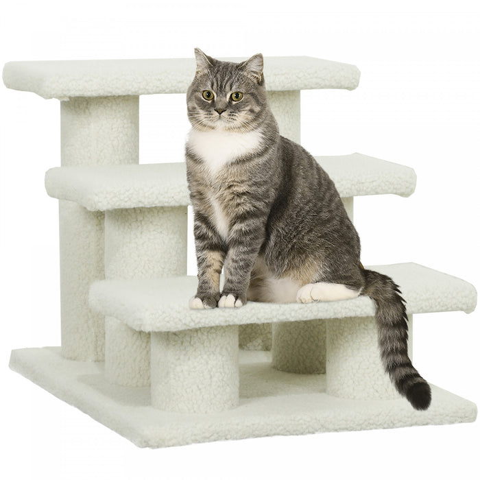 Pawhut Escalier A Gratter Pour Chat A Plusieurs Niveaux, 3 Marches Avec Moquette, Marron Clair