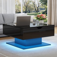 Ethan table basse relevable avec eclairage LED, noir
