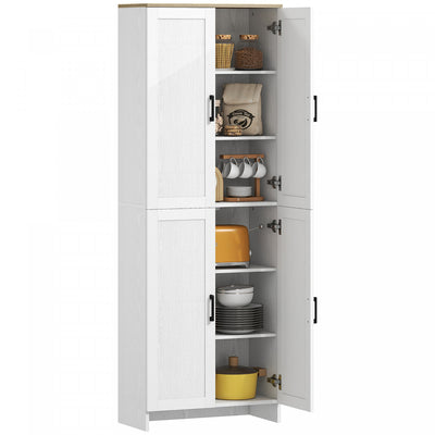 HOMCOM 67" Kitchen Pantry 4-door Storage Cabinet with Adjustable Shelves