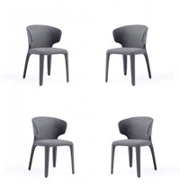 Chaise de salle a manger rembourree Conrad style milieu du siecle en gris - Lot de 4