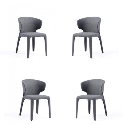 Conrad Mid-Century Modern Upholstered Dining Chair in Gray - Set of 4 | Chaise de salle a manger rembourree Conrad style milieu du siecle en gris - Lot de 4