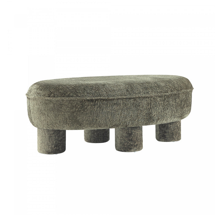 Tabouret d’appoint Tribeca style mid-century moderne en chenille vert olive