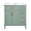 Savannah 30 Inch Bathroom Vanity with Ceramic Sink and Spacious Storage Cabinet, Light Green | Savannah Meuble de salle de bain 30 pouces avec vasque en ceramique et armoire de rangement spacieux, Vert clair