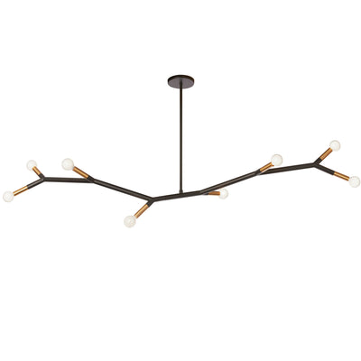 Dainolite Morgan 8 Light Horizontal Pendant Matte Black/aged Brass Finish Lamp|Luminaire suspendu horizontal Morgan de Dainolite avec fini noir mat et laiton vieilli et 8 ampoules