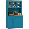 HOMCOM Armoire de Cuisine 71\", Buffet avec Espace Micro-ondes, Bleu fonce