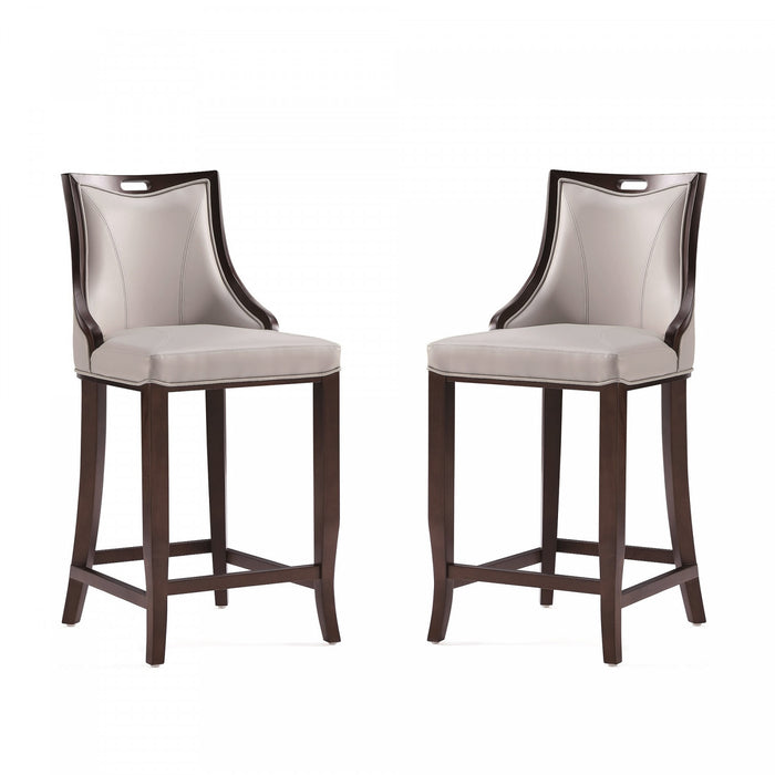 Tabouret de bar en bois traditionnel Emperor avec assise rembourree, gris clair – Lot de 2