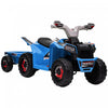 Aosom Quad 6 V Pour Enfants, Vehicule Electrique Alimente Par Batterie A 4 Roues Avec Remorque Arriere, Roues Resistantes A L'usure, Pour Garcons Et Filles – Bleu