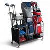 Support De Rangement Pour Sac De Golf Pour Garage, Double Organisateur De Sac De Golf Avec Roues Universelles Verrouillables, Organisateur De Stockage Supplementaire Pour Clubs De Golf Et Autres Equipements De Golf, Support Pour Sac De Golf Avec Support Pour Clubs De Golf