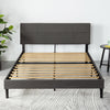 Denna Upholstered Platform Bed with Headboard in Dark Grey - Full Size | Denna lit plateforme rembourré avec tête de lit gris foncé - Double