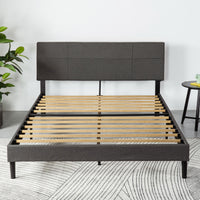  Denna lit plateforme rembourré avec tête de lit gris foncé - Double