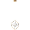 Luminaire suspendu Thomson de Dainolite en verre blanc opale, avec fini doré et 1 ampoule