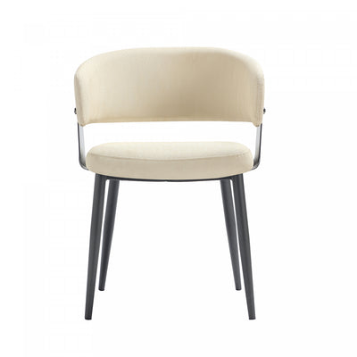 Luce Modern Metal Textured Vegan Leather Dining Chair in Sand | Chaise de salle a manger moderne Luce en metal texture et cuir vegetalien, coloris sable