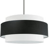Grand lustre Priya de Dainolite avec abat-jour noir et blanc, fini noir mat et 4 ampoules
