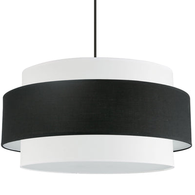 Dainolite Priya 4 Light Chandelier Large Matte Black Black/White Shade Lamp|Grand lustre Priya de Dainolite avec abat-jour noir et blanc, fini noir mat et 4 ampoules