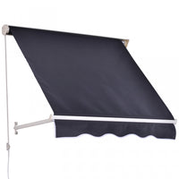 Auvent De Porte Fenetre Retractable Outsunny 4'x 2' Abri De Pare-soleil Exterieur Auvent De Patio Gr