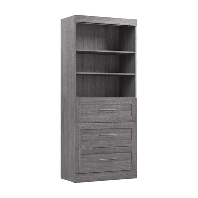 Bestar Pur 36 W Closet Organizer with Drawers - Bark Grey|Organisateur de garde-robe Pur de Bestar de 36 po (L) avec tiroirs - gris écorce