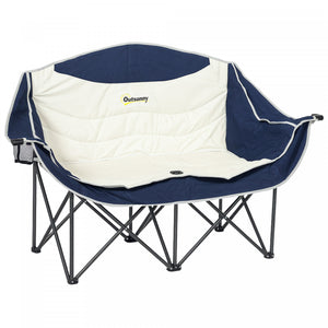 Chaise De Camping Double Outsunny, Chaise De Camping Rembourree Bleu Marine