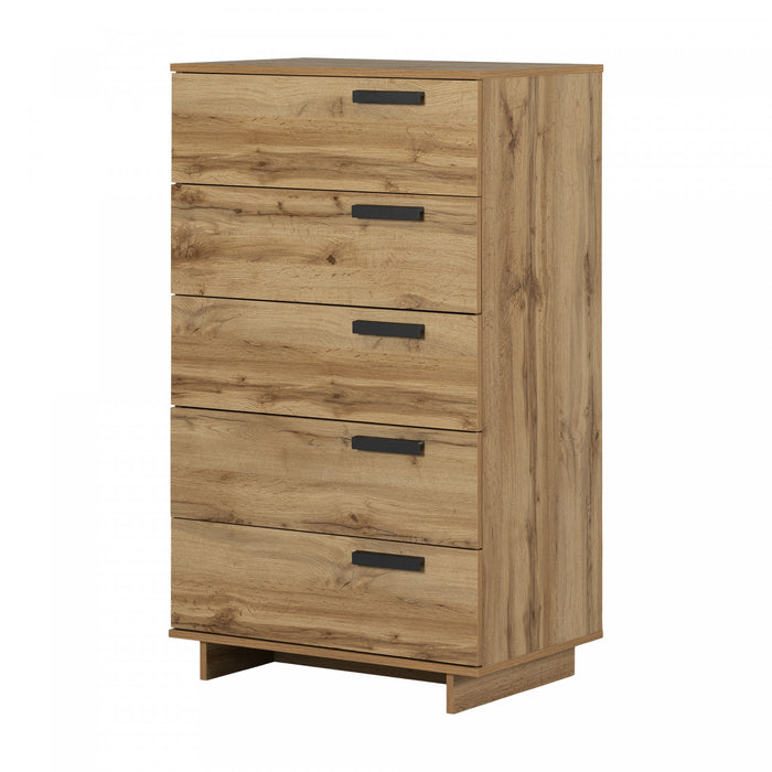 Commode verticale de rangement Cavalleri à 5 tiroirs - chêne nordique