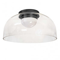 Plafonnier affleuré Nadine de Dainolite de 11,75 po de diamètre en verre transparent, avec fini noir mat et ampoule à DEL de 10 W