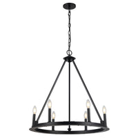 Lustre Colby de Dainolite avec fini noir mat et 6 ampoules