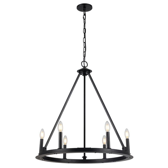 Lustre Colby de Dainolite avec fini noir mat et 6 ampoules